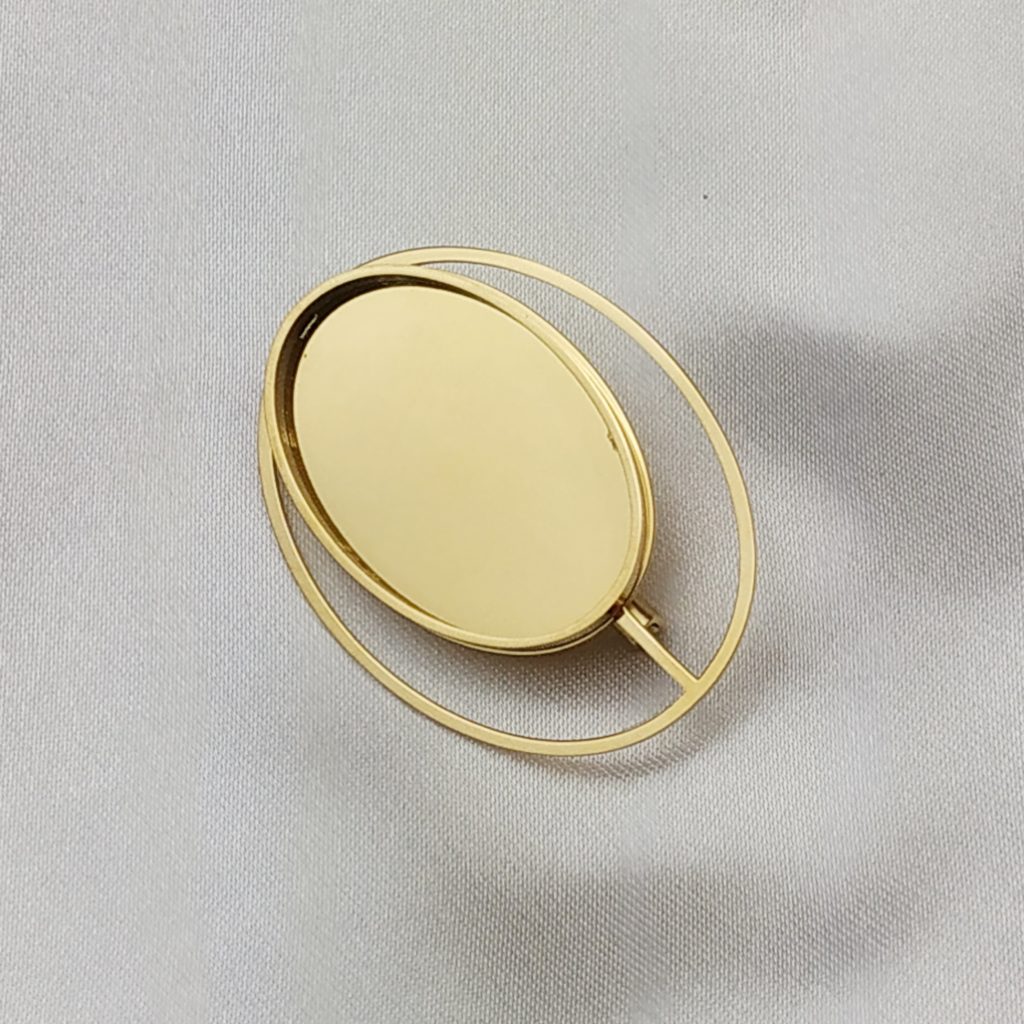 Petite Broche Ovale Micro Mosaïque Dorée - 3x2 Cm, Occasion Très Bon état