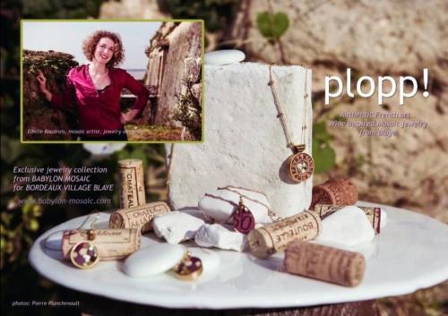 « Plopp ! », collection de bijoux en ors vénitiens, liège de bouchons millésimés et marbres.